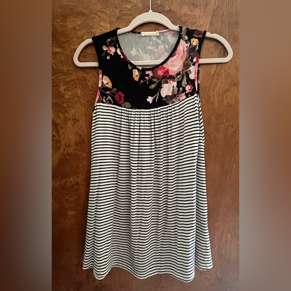 First Look Floral and Stripe Knit Tank - Small